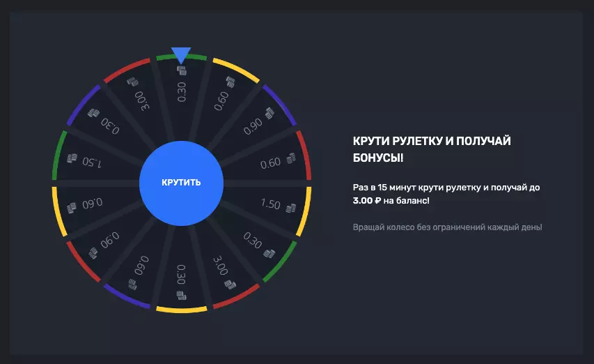 Бонус в колесе фортуны каждые 15 минут